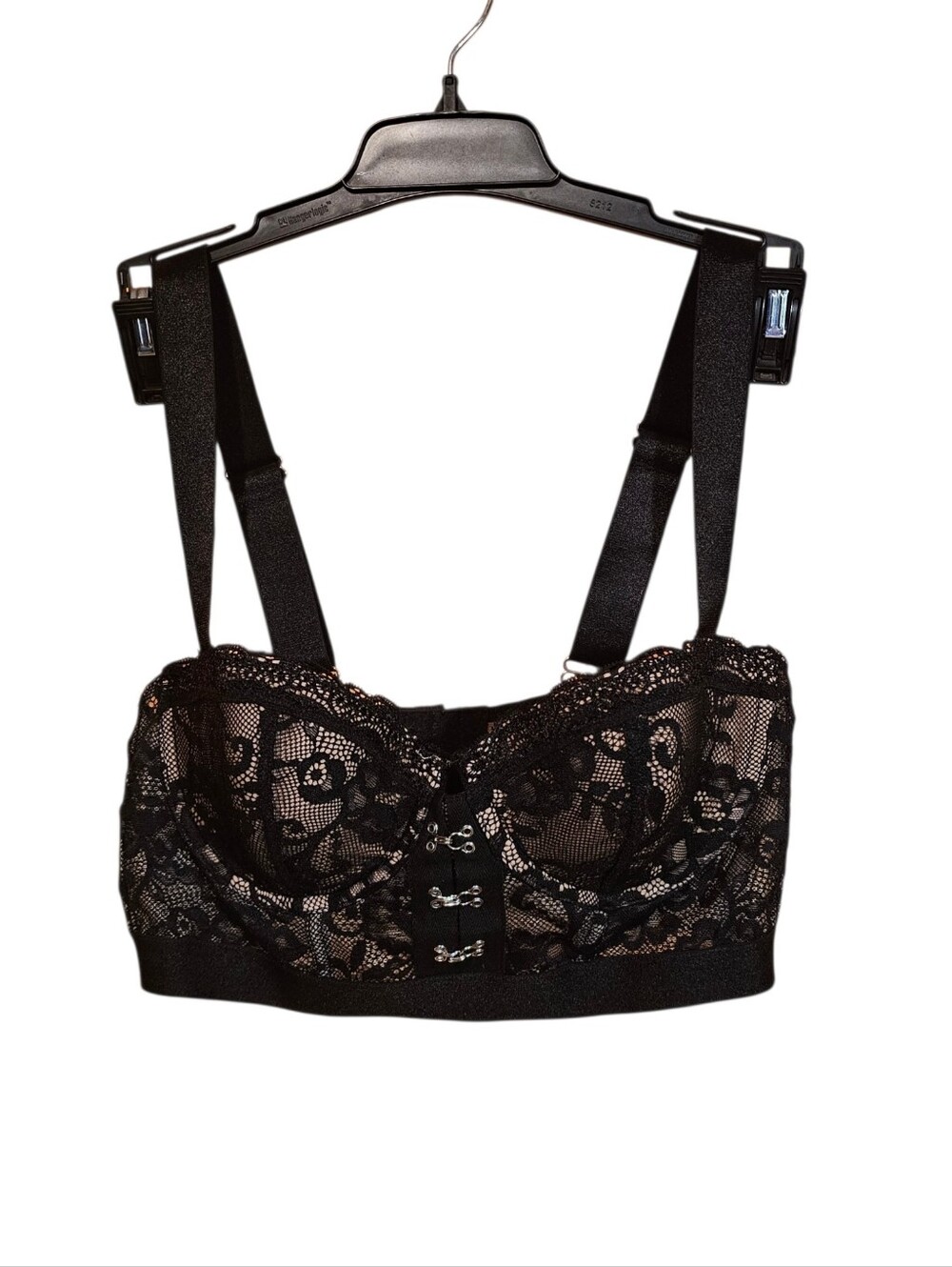 NWOT Adore Me Black Lace Longline Bralette with Front Hook Detail